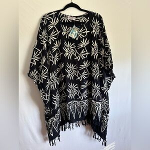 Wild Woman Of  Chico Ca Poncho Black With Fringe One Size